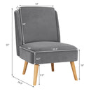 Velvet Accent Armless Side Chair with Rubber Wood Legs for Bedroom