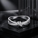 S925 Sterling Silver Oxidized Pavé Setting CZ Ring Size 6 for Women