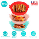 3Pcs Reusable Foldbale Air Fryer Silicone Pot 464¡F Heat Resistant Round Replacement of Parchment Liners 3 Food Grade Baking Basket Pans for 4+Quart A