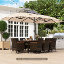 15.5 FT Extra-Large Patio Umbrella with LED Solar Lights and Crank Handle