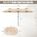 15.5 FT Extra-Large Patio Umbrella with LED Solar Lights and Crank Handle