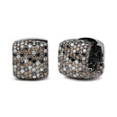 Black Rhodium Plated 18K White Gold 12 5/8 Cttw Multi Color Diamond Square Domed Huggie Hoop Earrings (Brown, Black, G-H Color, SI1-SI2 Clarity)