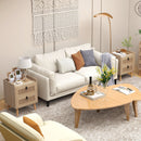 Modern End Table Bedside Table with 2 Rattan Decorated Drawers
