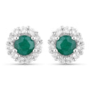 1.81 Carat Dyed Emerald and White Topaz .925 Sterling Silver Jewelry Set