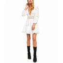 Free People The Delightful V-Neck Long Sleeve Mini Dress Ivory, Size 6