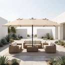15.5 ft Patio Umbrella with Solar LED Lights & Crank
