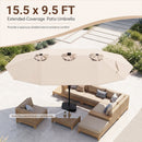 15.5 ft Patio Umbrella with Solar LED Lights & Crank