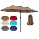 15.5 ft Patio Umbrella with Solar LED Lights & Crank