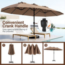 15.5 ft Patio Umbrella with Solar LED Lights & Crank