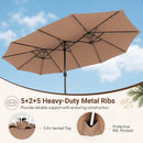 15.5 ft Patio Umbrella with Solar LED Lights & Crank