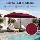 15.5 ft Patio Umbrella with Solar LED Lights & Crank