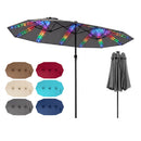 Patio Umbrella 15.5ft with Solar LED Lights and Crank