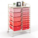 15-Drawer Utility Rolling Cart with Drawers Multi-Use Storage-Icecream Multicolor
