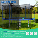 12/14/15/16 Feet Outdoor Recreational Trampoline with Ladder and Enclosure Net-15 ft