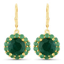 8.54 Carat Dyed Emerald and Emerald .925 Sterling Silver Earrings
