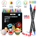 Dual Tip Acrylic Paint Markers Set - Water-Based & Quick-Dry