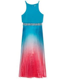 Rare Editions Girls Ombre Pleated Charmeuse Dress