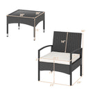 3-Piece Patio Furniture Set Rattan Bistro Chairs with Table-Beige