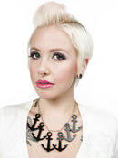 Necklace Sourpuss | Anchors Aweigh Nautical Statement Necklace in Black