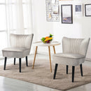 Set of 2 Upholstered Modern Leisure Club Chairs with Solid Wood Legs