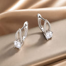 925 Sterling Silver Earrings with CZ Pavé Setting, 1.4*0.62cm for Women
