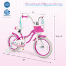 Kids Bike 18-Inch with Training Wheels and Basket Rose Red