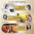 16 Inch Round Makeup Vanity Mirror with 3 Color Dimmable LED Lighting