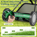 16 Inch Push Lawn Mower with 5 Steel Blades and Grass Catcher Bag