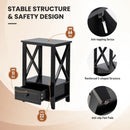 2-Tier 16 x 14 Inch Multifunctional Nightstand with Storage Drawer