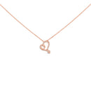 14k Rose Gold Plated Silver 1/10 Cttw Diamond Open Heart Pendant Necklace