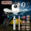 Rechargeable Tent Ceiling Fan with LED Light & Remote