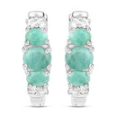 1.30 Carat Genuine Emerald and White Topaz .925 Sterling Silver Earrings
