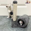 Cat Scratching Post Cat Kitten Sisal Scratch Post Toy w/ Tunnel & Lifelike Mouse Toy Pet Activity Play Fun