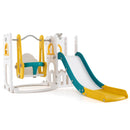 7-in-1 Toddler Swing and Slide Set L-shaped with Ladder and Basketball Hoop