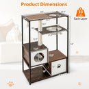 52 Inch Tall Wooden Cat Tree Metal Frame with 2 Condos and Cushions-Coffee