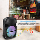 Wireless Speaker Portable PA Karaoke System with 12" Subwoofer Sound System Wired Microphone w/ DJ Lights FM Remote Control