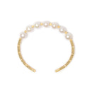 18K Yellow Gold Freshwater Pearl Cuff Bangle Bracelet