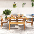 Outdoor Patio Dining Chairs Set of 2 with Removable Padded Cushion and Slatted Backrest-Beige