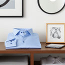Joshua// Cotton Knit-Stretch Button-Up Shirt With Contrast Details // Blue // Tailored Fit (Fitted)