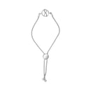 .925 Sterling Silver Diamond Accent Ribbon and Circle Bolo Adjustable Bracelet