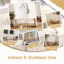 47 Inches Long Teak Wood Patio Bench with Weave Seat and Solid Wood Legs-Natural