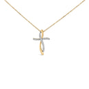 14K Yellow Gold Plated Sterling Silver 1/4 Cttw Diamond Cross Pendant Necklace