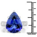 11.40 Carat Genuine Tanzanite and White Diamond 18K White Gold Ring