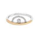 14K Yellow Gold Plated Sterling Silver 1/10 Cttw Diamond Arc Ring