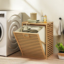 18 Gal Bamboo Tilt-out Laundry Hamper with Removable Fabric Bin-Natural