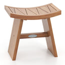 18 Inch Teak Wood Shower Bench with Curved Seat for Bathroom