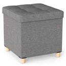18 Inches Ottoman with Storage and Rubber Wood Legs-Gray