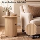 18" Round Fluted Side Table with Pedestal Drum Base