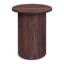 18" Round Fluted Side Table with Pedestal Drum Base