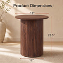 18" Round Fluted Side Table with Pedestal Drum Base